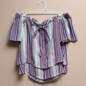 Lily White Multi Colored Off-the-Shoulder Top